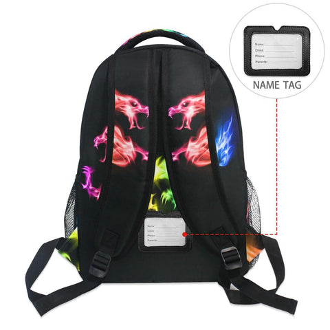 ALAZA Boys Backpacks for School, Dragon Monster Rainbow Bright Flame Bookbags for Kids Boy Teen Toddler Fashion Daypack Rucksack Travel Laptop Bag