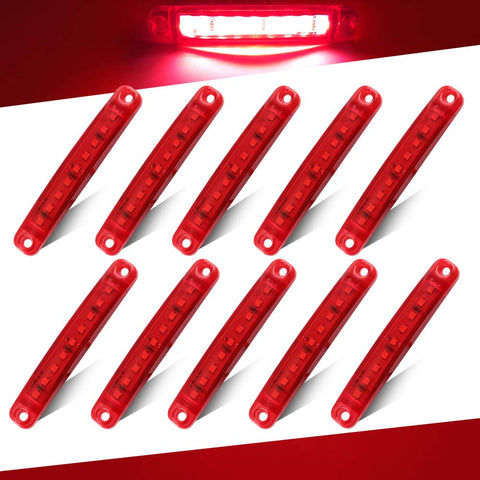 Teguangmei 10Pcs Red Side Marker Lights 9LED LED Indicator 3.9" 12-24V Front Rear Lights Position Lamps Universal For Trailer Truck Lorry Van Caravan Side Lights