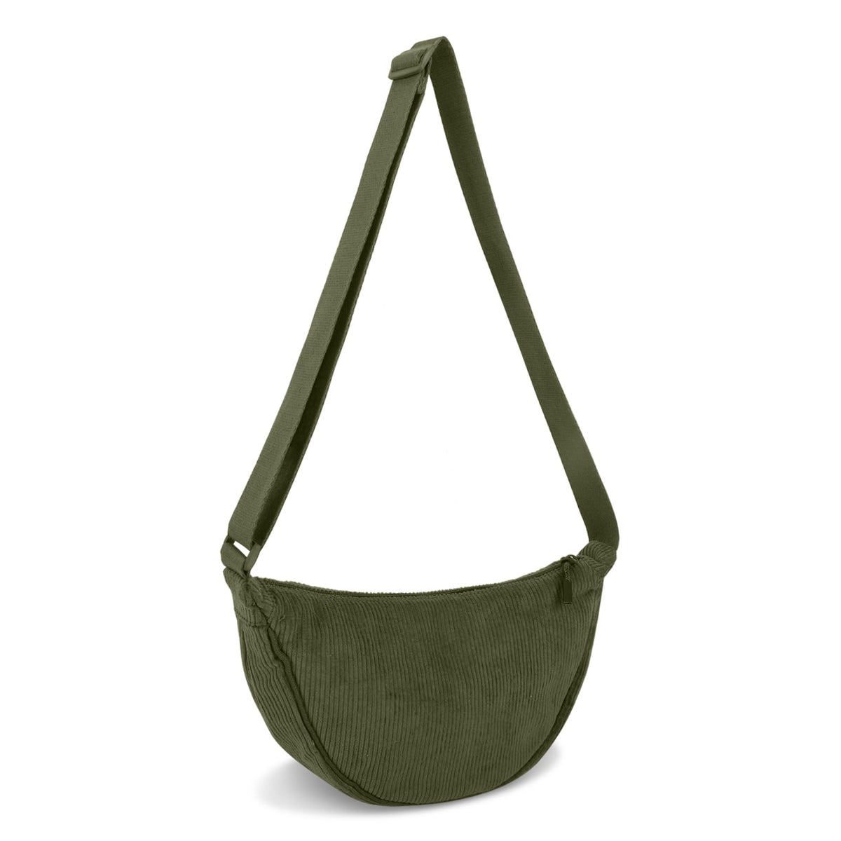 Small Nylon Crescent Crossbody Purses Bag for Women Men Trendy,Travel Sling Bag, Corduroy Green, S, Fashion
