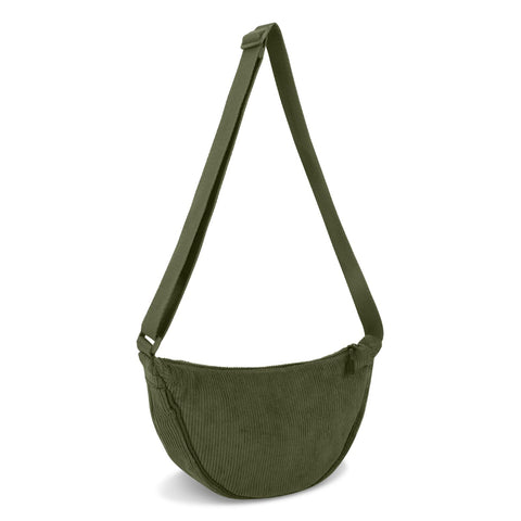 Small Nylon Crescent Crossbody Purses Bag for Women Men Trendy,Travel Sling Bag, Corduroy Green, S, Fashion