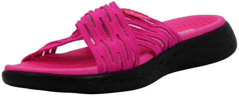 Skechers Women's On The Go 600-Sunrise Slide Sandal Black/Hot Pink 10