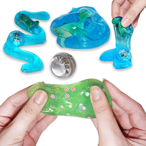 6 Pcs Prefilled Jumbo Easter Dinosaur Eggs Filled with Crystal Putty Slime & Figures for All Ages Kids Easter Theme Party Favor, Easter Hunt Game, Easter Basket Stuffers, Great Family Games.