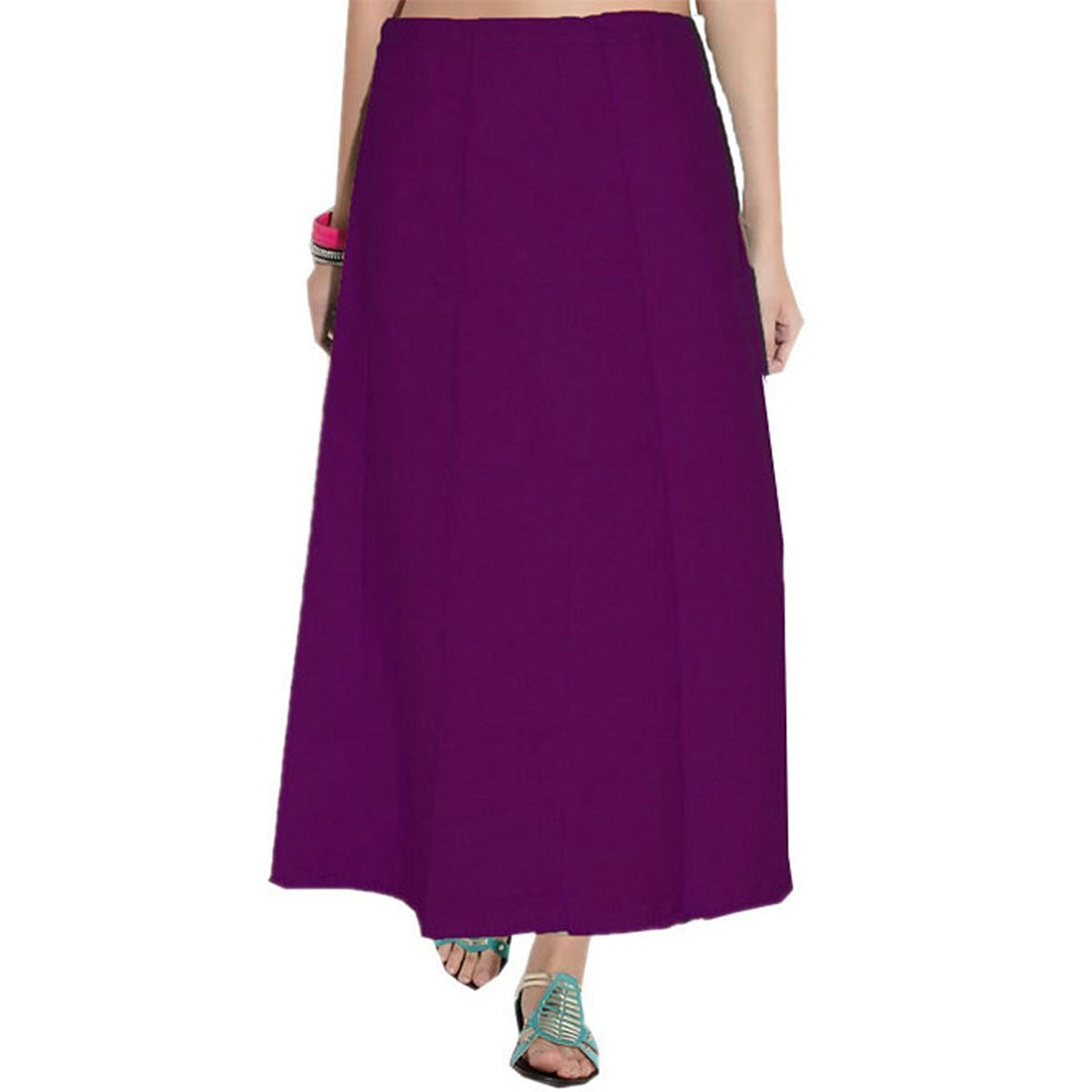 Stylesindia Women's Cotton Readymade Indian Inskirt Saree Petticoats Underskirt - Free Size-Plum