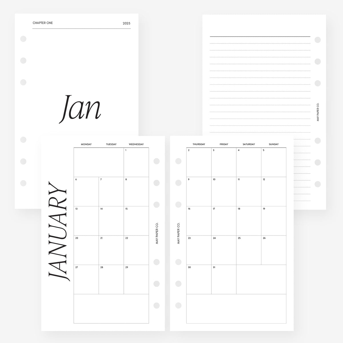 Franklin Covey Compact 2025 Month on Two Pages Monthly Planner Insert Agenda Refill for Filofax Personal, LV MM 6-ringed agenda (Monthly Classic (Monday start, Separable Months))