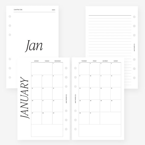 Franklin Covey Compact 2025 Month on Two Pages Monthly Planner Insert Agenda Refill for Filofax Personal, LV MM 6-ringed agenda (Monthly Classic (Monday start, Separable Months))