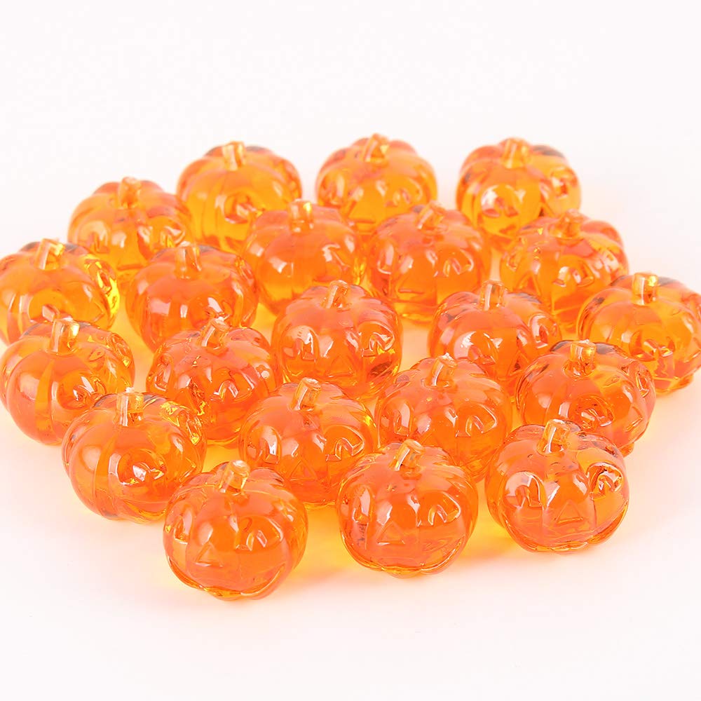 Cranight 50 Pcs Mini Acrylic Pumpkin Ornaments for Fall Decorations Party Table Scatter Halloween and Thanksgiving Décor