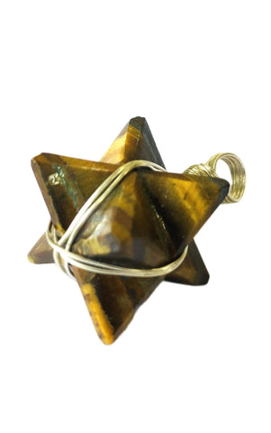 crystalmiracle Tigers Eye Merkaba Star Pendant Crystal Fashion Gift Gemstone Wellness Luck Energy Handcrafted Accessory