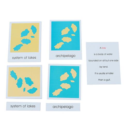 Montessori Land and Water Forms Card Set Montessori Geography Learning Cards Early Childhood Education Montessori Materials
