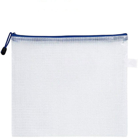 Boxonly A4 Plastic Wallets Zip Lock Bags Mesh Document Wallet Document Folders Plastic Pockets Zipper File Wallet for School Office Homework Travel Storage Bags White