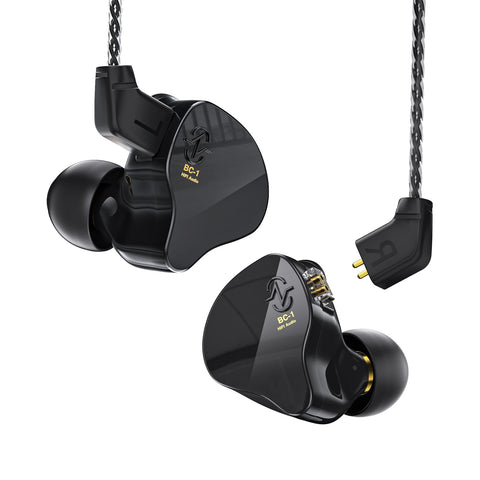Yinyoo CCZ Melody 10mm Dual Magnetic Circuit In-Ear IEM Headphone, Earfins Design HiFi Deep Bass Earphone with 2PIN Detachable Cable for Audiophile(Black, without mic)