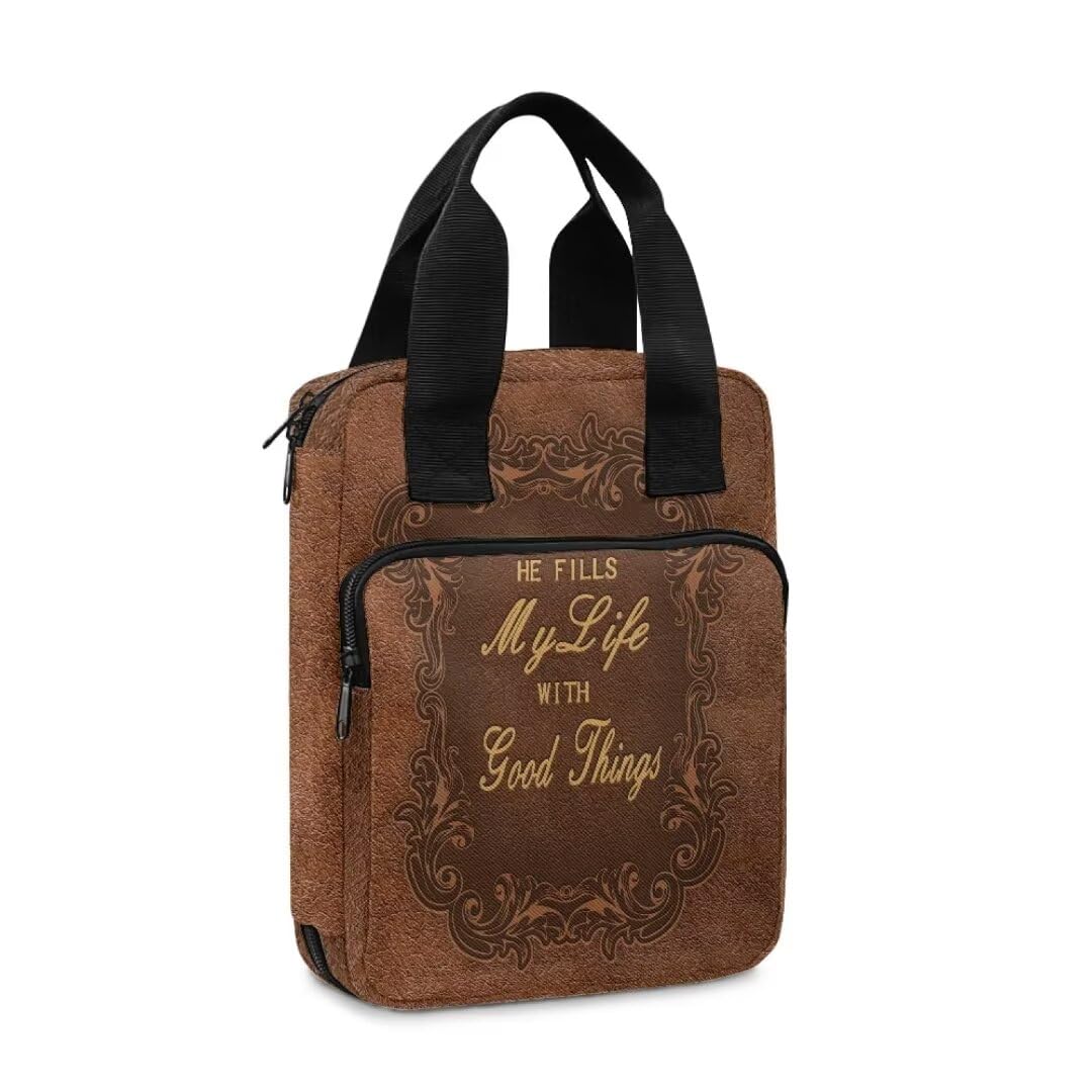 Mumeson Monograph Bible Cover for Men and Women, Bible Protector with Smooth Zipper Study Bible Bag with Inner Organizing Pockts Anti Dust Bible Study Accessory Storage Bag