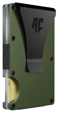 APEX CARRY wallets for men, Men's Minimalist Credit Card Holder - Slim Wallet for Men with RFID Blocking - Front Pocket Metal Wallet with Money Clip (Green)
