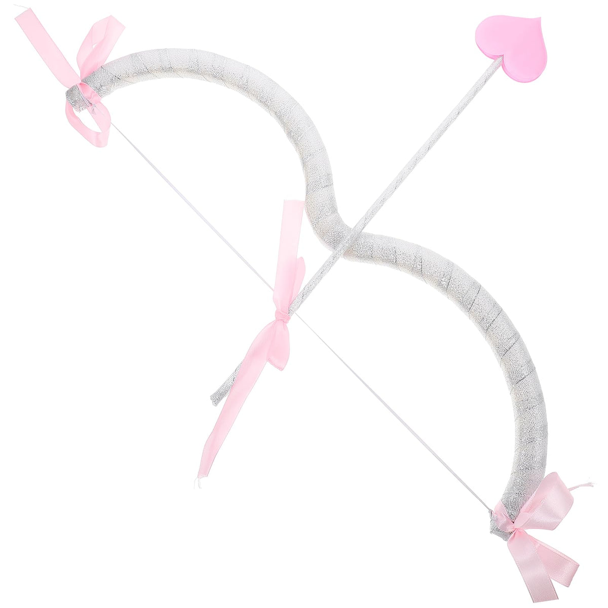 LUOZZY Cupid Bow and Arrow Set Wedding Valentine's Day Cupid Bow Arrow Cupid Costume Accessory for Cosplay Photo Props, Pink & White
