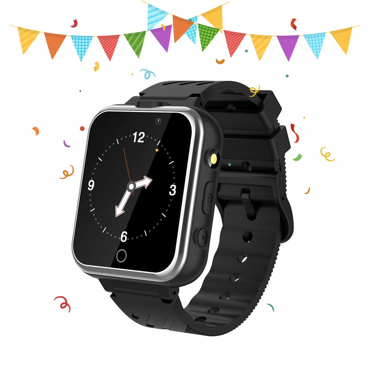 Retysaz Kids Smart Watch 24 Game Smart Watch for kids Pedometer 2 HD Cameras Fashion Smartwatches for Children 3-14 Great Gifts To Girls Boys(Black)