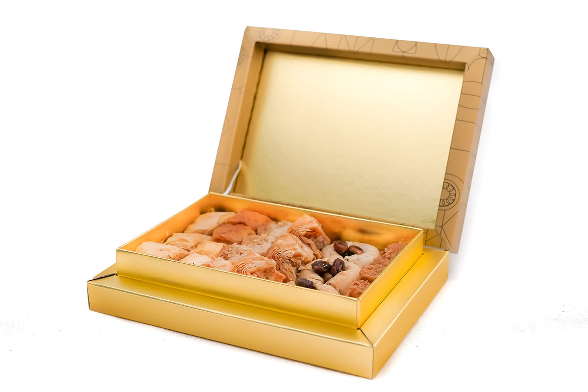 Sweetland London Bitesize Baklava Selection - 300g | Handmade Traditional Lebanese Baklava | Ramadan, Mother's Day, Easter, Eid & Birthday | Fresh Handmade Small Bite Desert | UK Made | Gold Gift box