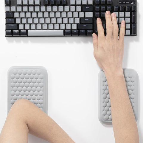 Leolee Elbow Rest Pads for Desk, Grey Upgrade Large Size Ergonomic Wrist Rest Pad Arm Rest Pads, Armrest Cushion Support Pad Relieve Elbow and Wrist Pain for Computer, Office, 7x5.1x0.8inches, 2 Pcs