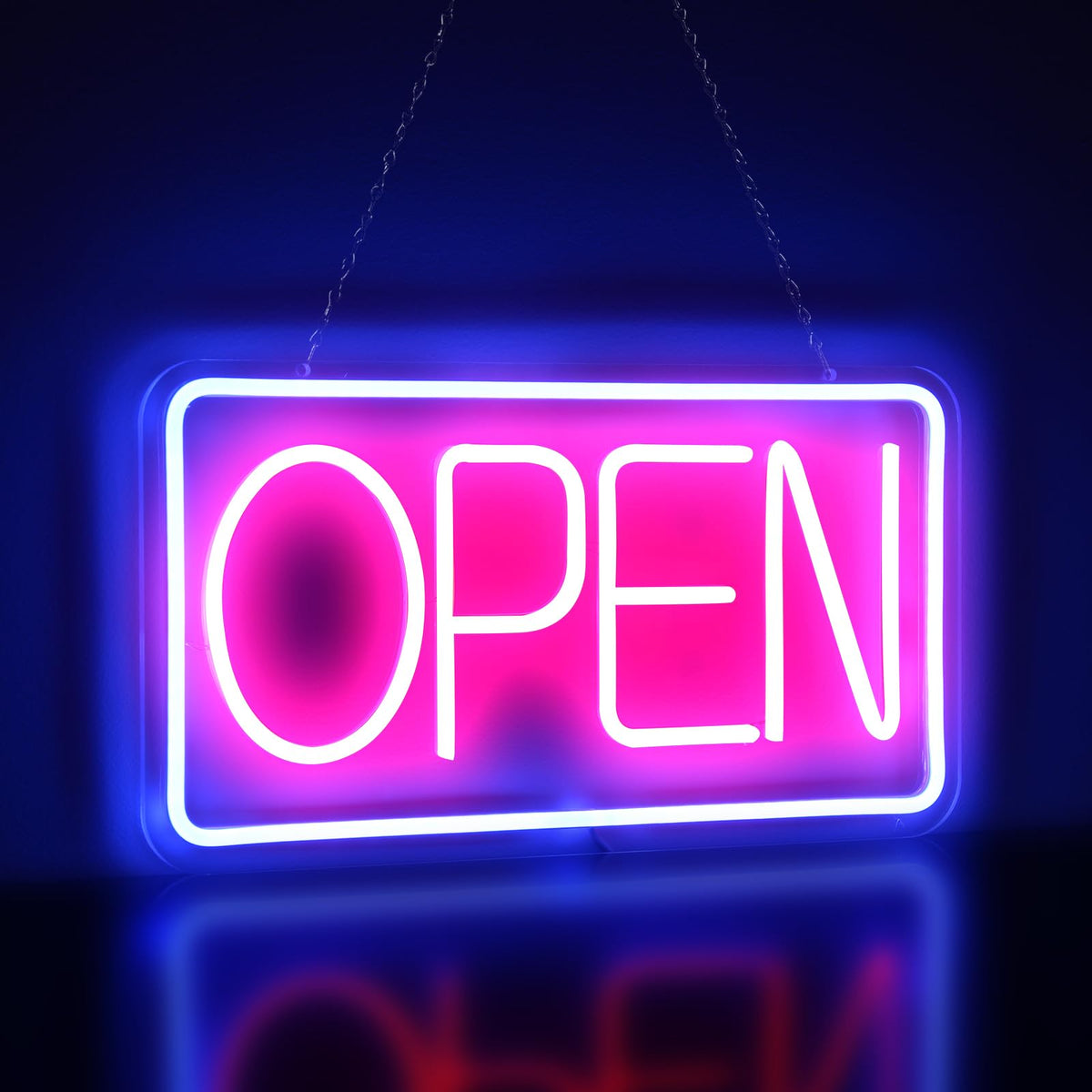 Rdutuok Led Neon Open Signs for Business,16.5" x 9" Light Up Open Signs Advertisement Board Electric Display Sign Powered by USB Adjustable Bright Open/Closed Hour Sign for Stores Window Bars Cafes