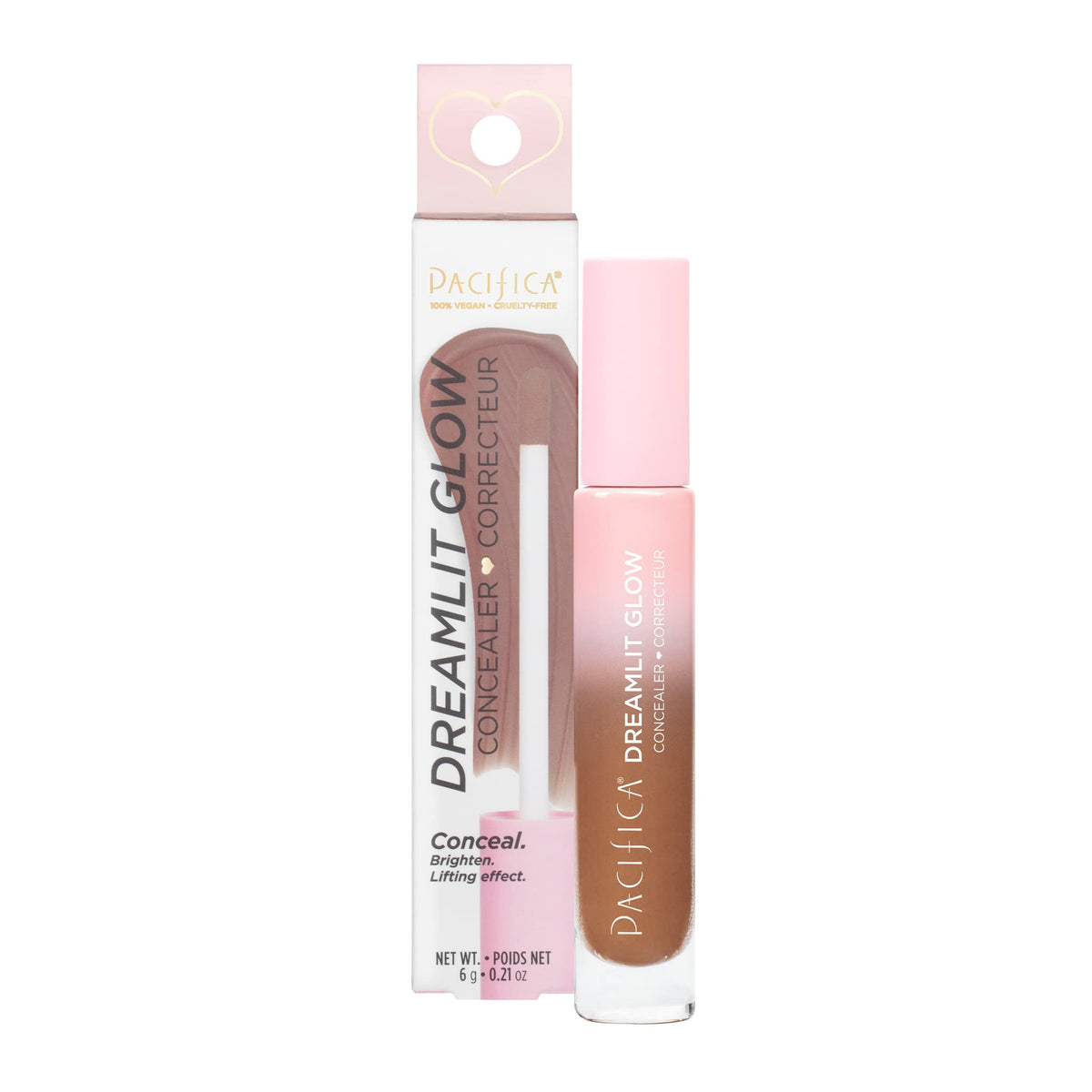 Pacifica Concealer - DreamLit Glow Full Coverage Concealer with Squalane for Dark Circles & Dark Spot Correction, Lightweight & Long-Lasting, Vegan & Cruelty-Free, Shade 05 (Rich Mocha)