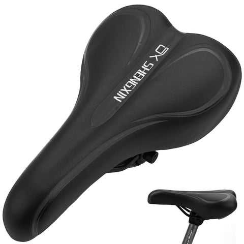 Bike Seat, Sponge Bicycle Seat, Mountain Bike Saddle Waterproof, PU Leather Cycling Saddle, Slender Bicycle Saddle for Mountain Bike, Folding Bike, Road Bike, Spinning Bike, Exercise Bikes