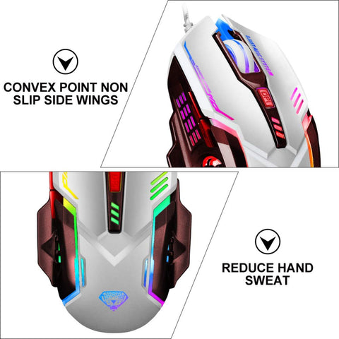 SOLUSTRE Gaming Mouse Laptop lapdesk Lap top pro Wired mice Game Wired for Gamer high Precision LED Mouse Wired Computer Mouse Wired Mouse for Gamer Plastic White Mute Backlight g402