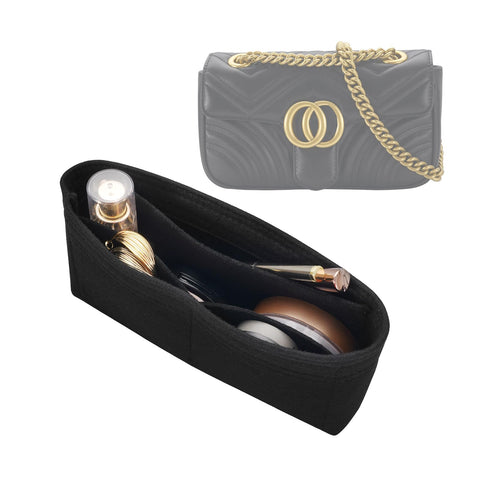 LOUKAYCCI Felt Insert Purse Organizer Fit GG Marmont Matelasse Shoulder Bag, Organizer Handbag Tote Liner Pouch for Women Small Shoulder Bag (Black, Mini)