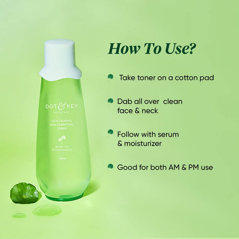 Dot & Key Cica Calming Skin Clarifying Toner with Green Tea & Niacinamide | For Acne, Oily & Sensitive Skin | 150ml