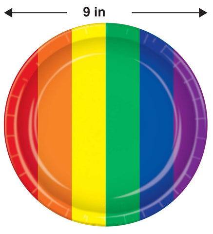 Beistle 16 Piece Paper Plates - Rainbow Party Supplies and Tableware For Colorful Birthday Parties
