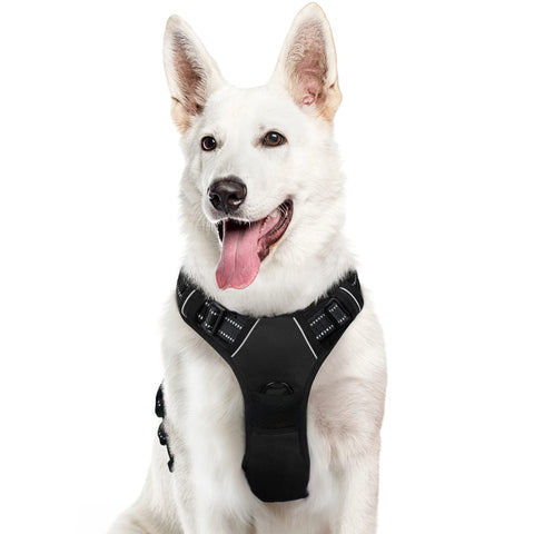 Eagloo Dog Harness X-Large, No Pull Pet Harness Adjustable, Front Clip Vest Harness, Soft Padded Dog Vest, Reflective No-Choke Breathable with Easy Control Handle for Large Dogs, Black, XL