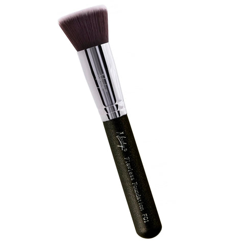 Nanshy Flawless Flat Foundation Brush for Powder, Cream & Liquid Makeup - Flat Top Foundation Brush for Smooth Application, Blending & Buffing - Dense, Firm Bristles - Vegan & Cruelty-Free - Black