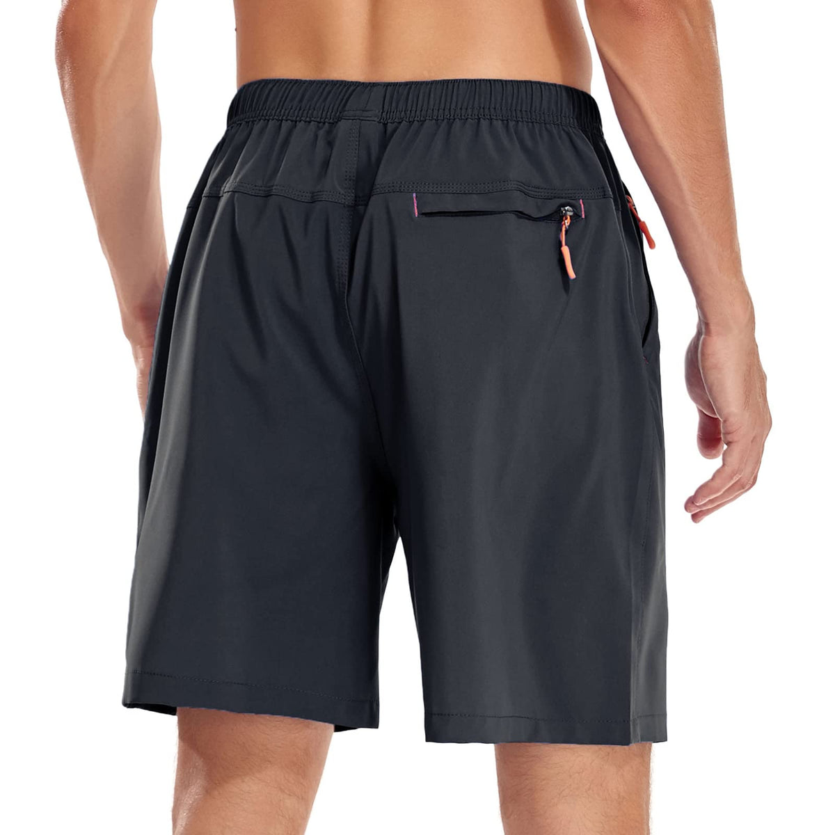 CUNYI Men's Athletic Hiking Shorts Quick Dry Gym Workout Training Shorts Lightweight with Zipper Pockets, Dark Grey M