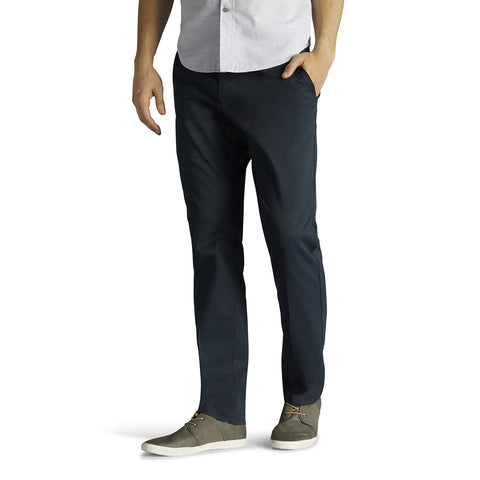 Lee Men's Extreme Motion Flat Front Slim Straight Pant Navy 40W x 30L