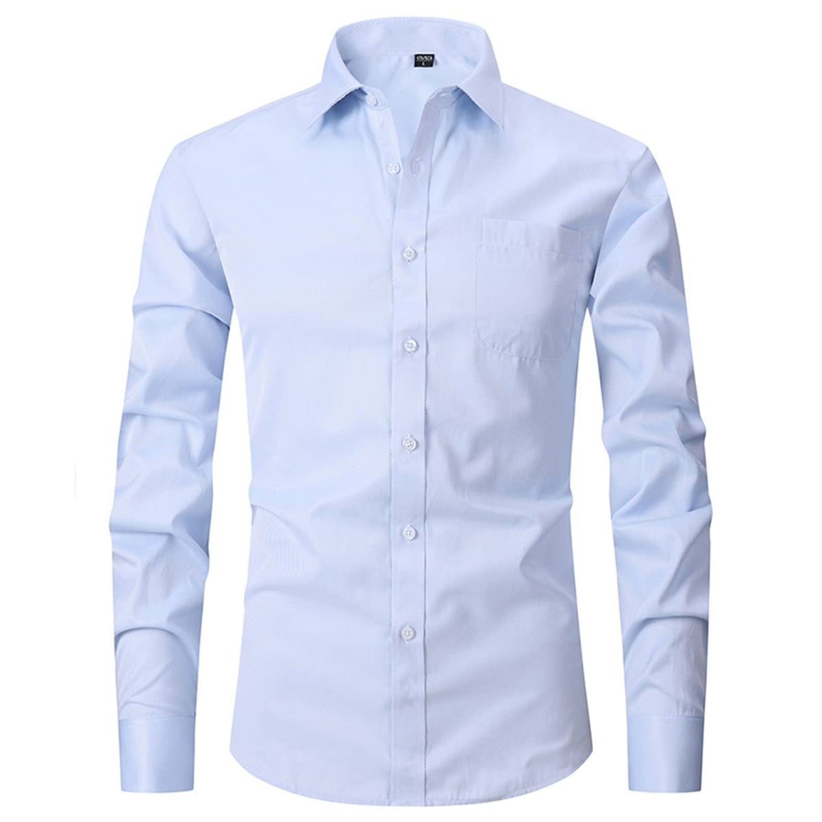 ATOFY Men's French Cuff Dress Shirt Slim Fit Formal Business Button Down Shirt for Men Long Sleeve Random Cufflinks, Twill-blue, Medium