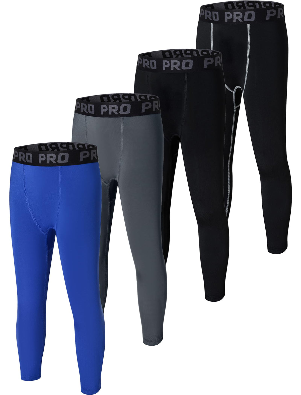 4 Pack Youth Boys Compression Leggings Tights Basketball Athletic Pants Sports Active Base Layer for Soccer Set 4 12Y
