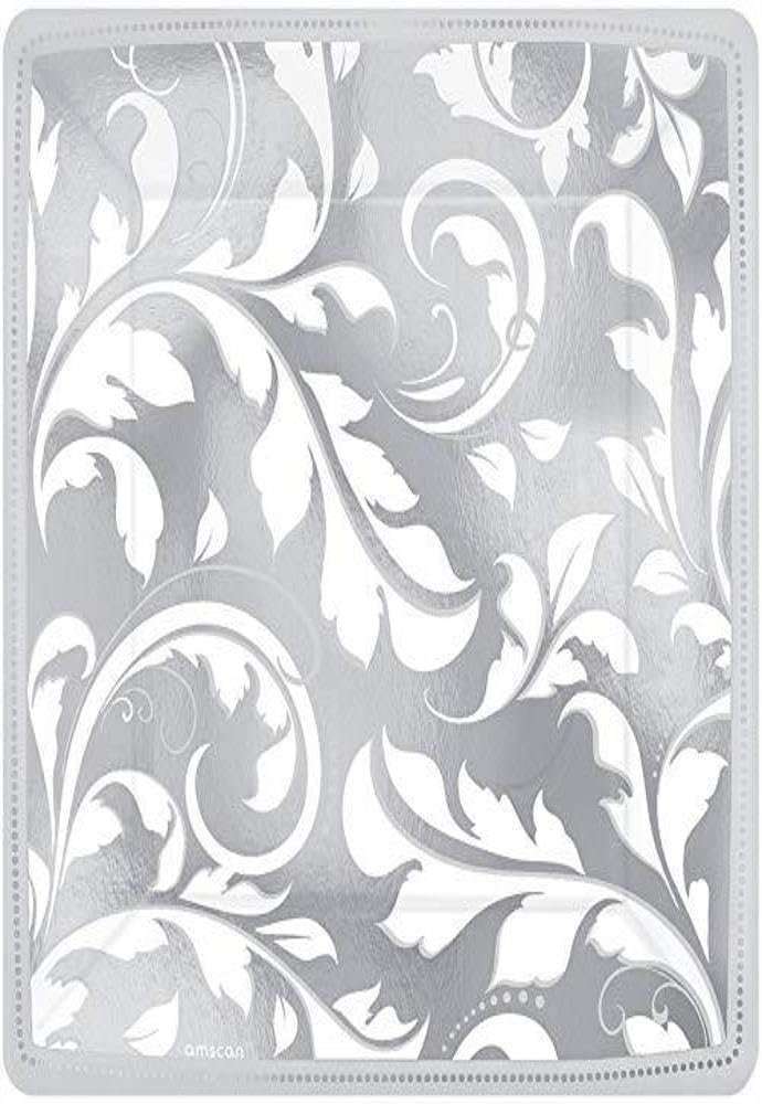 Amscan Silver Wedding Anniversary Dessert Plates Party Supplies, 7"