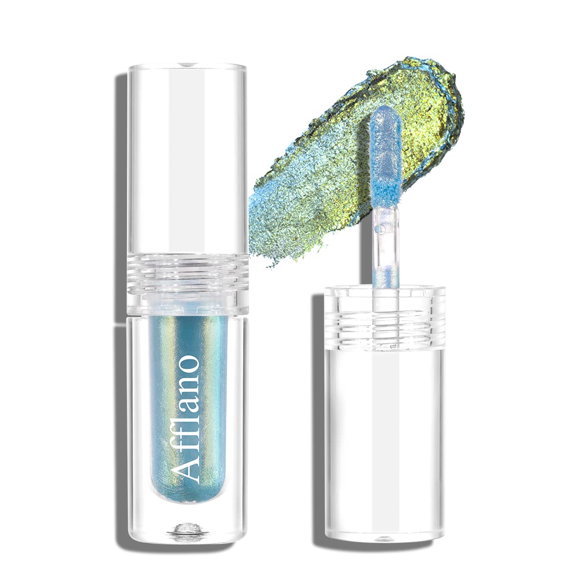 OYGCee Multi Chrome Duochrome Shimmer Liquid Makeup Eyeshadows Blue Green, Afflano Duo-Chrome Metallic Sparkly Liquid Eyeshadow,Quick Drying Safe Formula,Shimmmery Green,Talc Free,#10