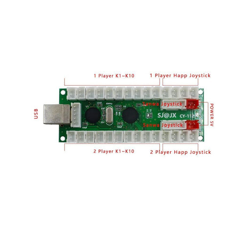 SJJX 2 Players DIY Arcade Game Button and Joysticks Controller Kits for Raspberry Pi and Windows,5 Pin Joysticks,Blue and Red Each with 10 Buttons