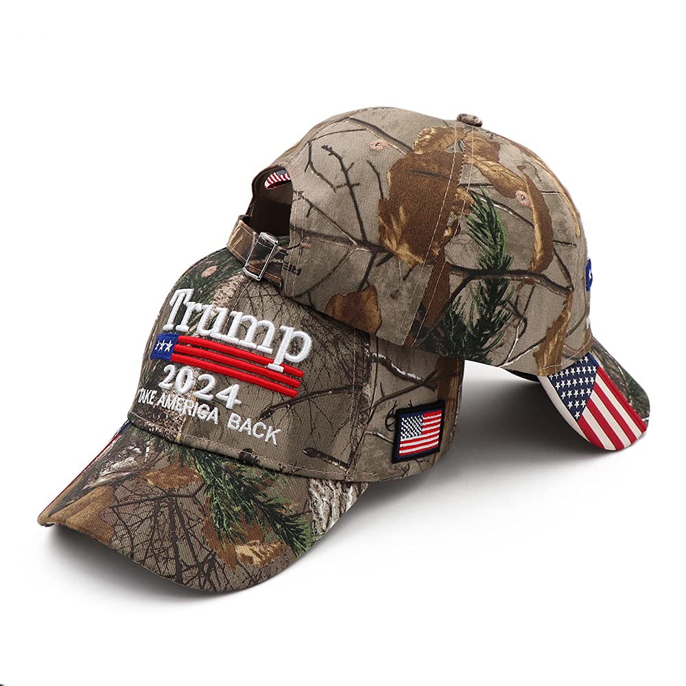 Trump 2024 MAGA Hat Embroidered Make/Keep/Take/Save America Great Again Donald Trump Slogan with USA Flag Cap, Trump Hat-take-camo, M