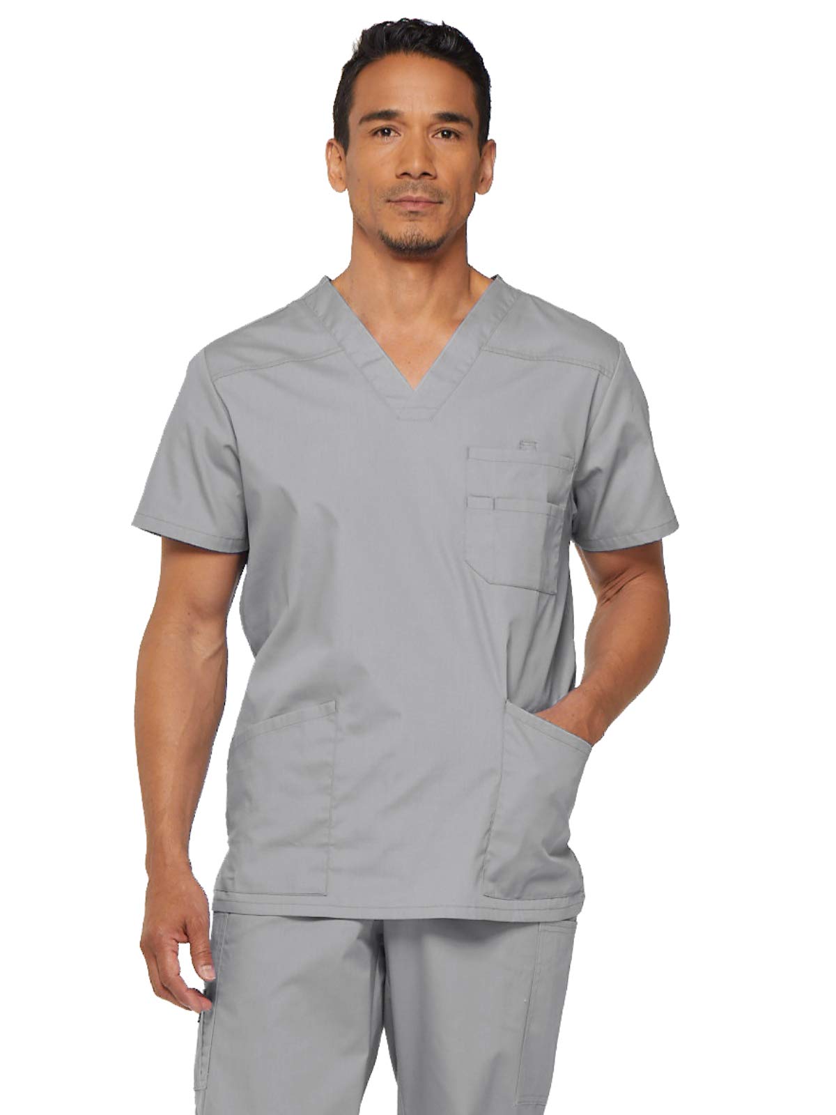 Dickies mens EDS Signature V-Neck Scrub Top Grey Medium