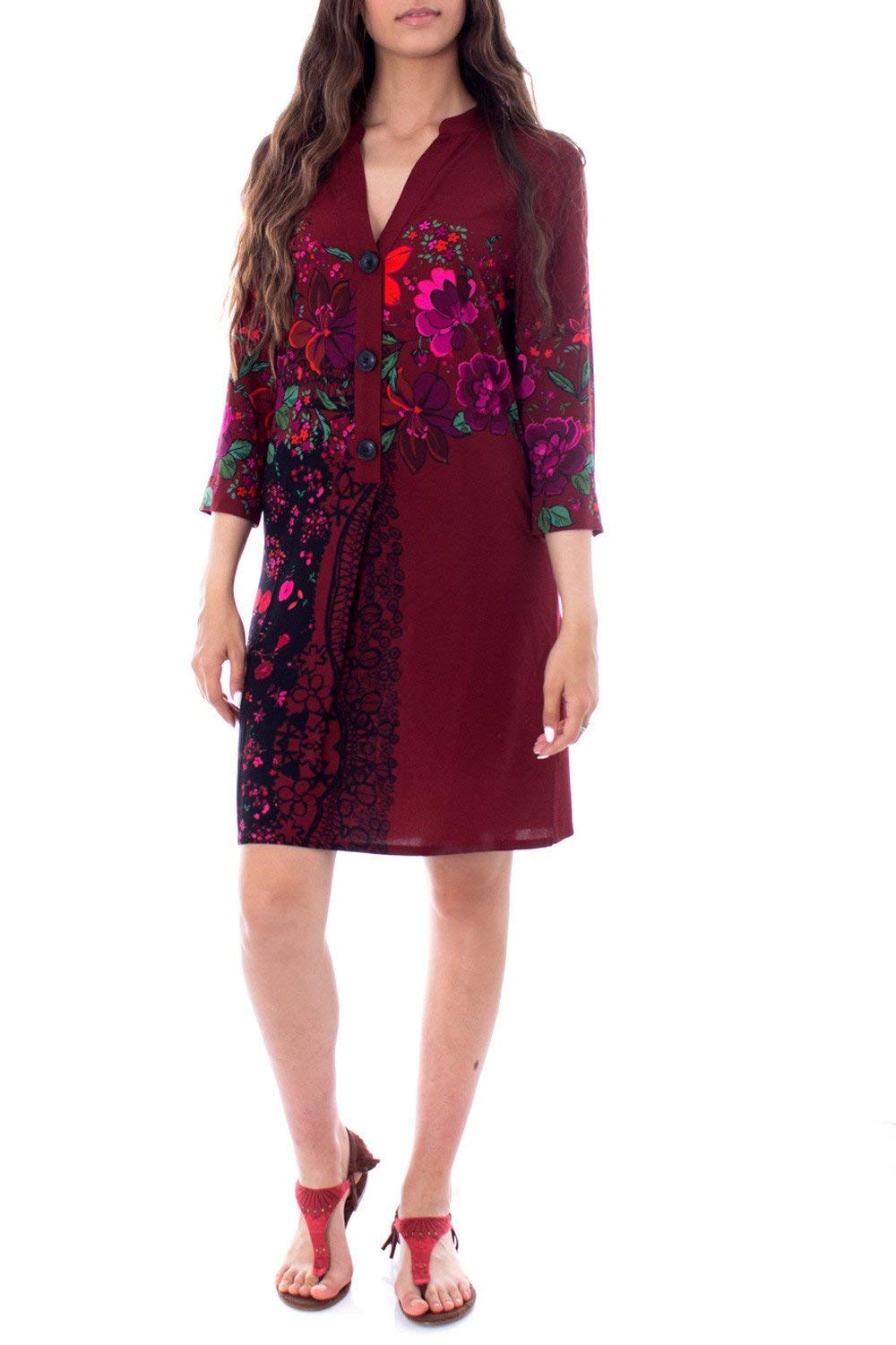 Desigual DRESS VALENTINA, womens Dress, Red (MERLOT 3215), 8 UK (36 EU)