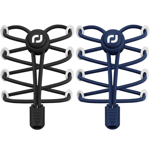 RJ-Sport Shoe Laces Tieless 2 Pack - No Tie Shoe Laces for Kids & Adults Sneakers (Black & Navy Blue)