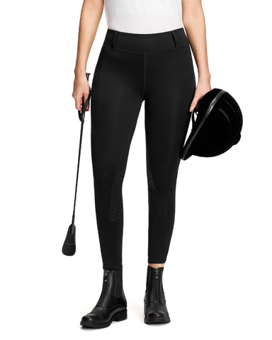 QUEENIEKE Women's Equestrian Breeches with Silicone Full Seat Horse Riding Tights with Pockets Tummy Control Black L