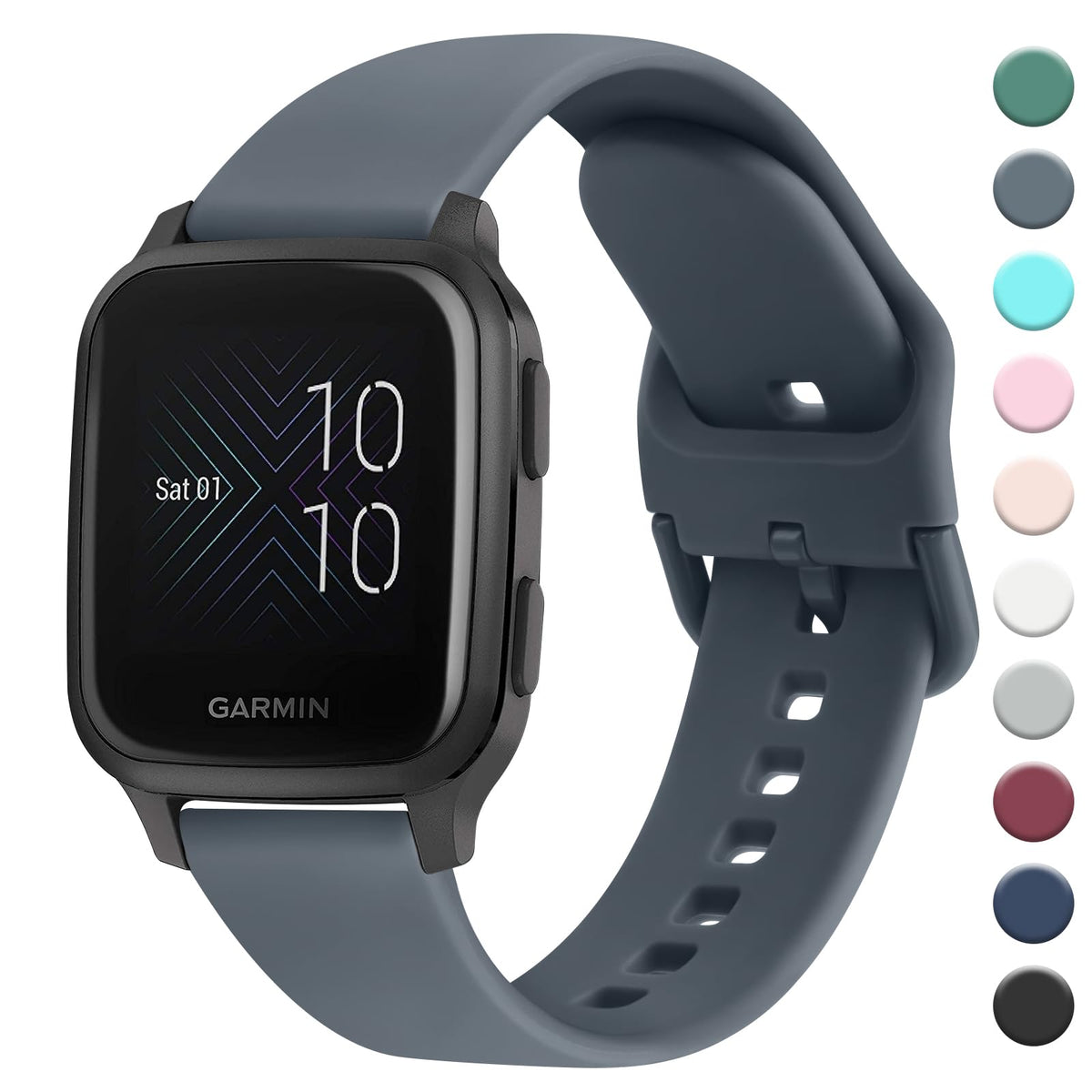 Strap Compatible with Garmin Venu Sq Music Strap, 20mm Soft Silicone Strap Replacement Wristband for Garmin Venu Sq Music/Venu Sq/Venu/Venu 2 Plus (Slate)