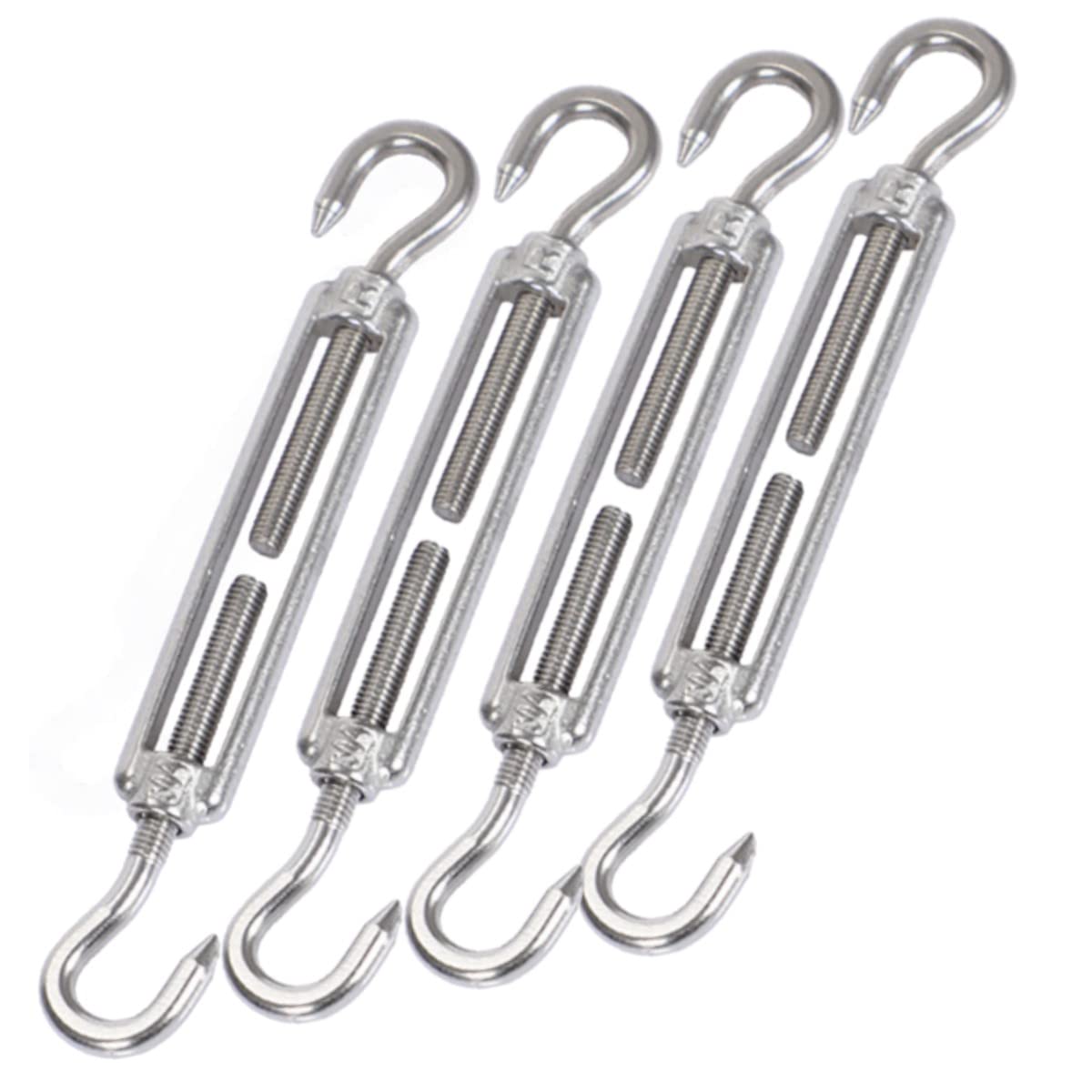 HOUSON M4 Stainless Steel Turnbuckles Wire Tensioner, Adjustable Turnbuckle Hook and Hook for Trellis, Stainless Steel Rope System, Garden Wire, Fence Tensioner Pack of 4(CC)
