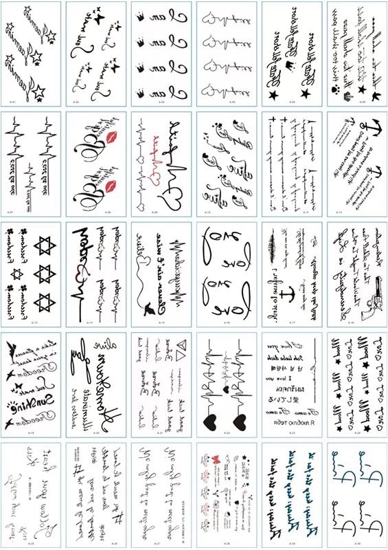 Personalized English Letters Temporary Tattoo Waterproof Male And Female Collarbone Arm Ankle Couple Black And White Stickers