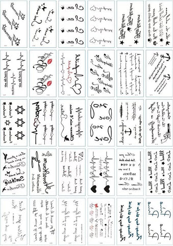 Personalized English Letters Temporary Tattoo Waterproof Male And Female Collarbone Arm Ankle Couple Black And White Stickers