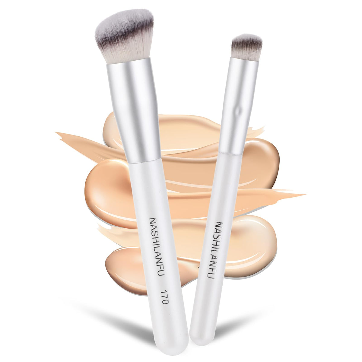 Ouligay 2Pcs Under Eye Concealer Brush Foundation Brush for Liquid Make Up Brush Set for Under Eye Concealer Base Makeup