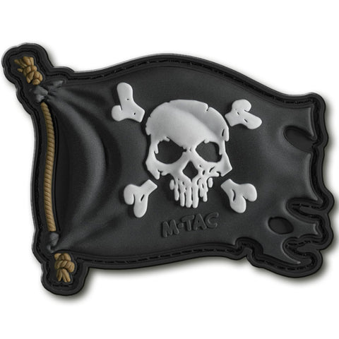 M-Tac Morale Patch Jolly Roger Pirate Flag - PVC Patches for Vest, Backpacks, Hats - Tactical Military Patch with Hook Fastener Backing (Black)