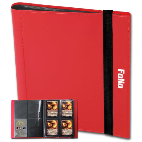 BCW Pro-Folio 4-Pocket Card Album - Red | Side-Loading Design, Trading Card Binder, Holds up to 160 Cards | Perfect Storage and Display Solution for Sports, Trading, and Gaming Card Collections