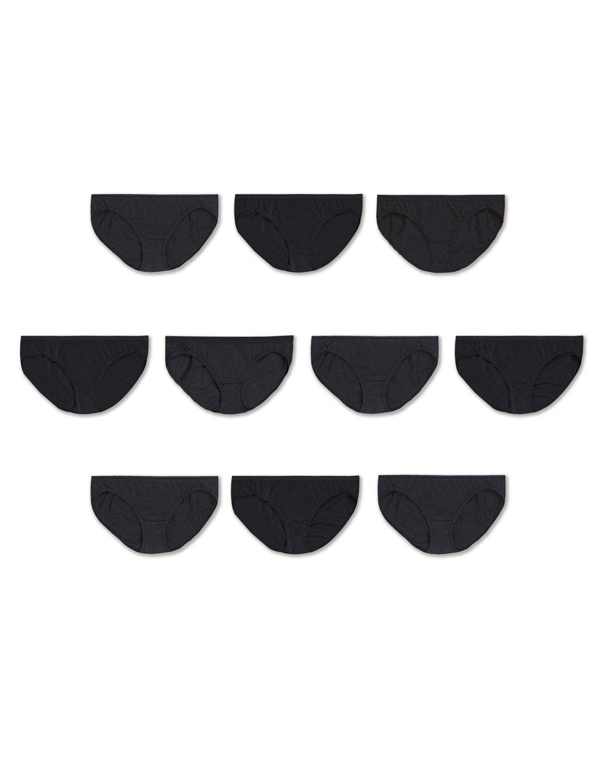 Hanes Women's Cotton Bikini Panties Multi-Packs, 10 Pack - Black, 9