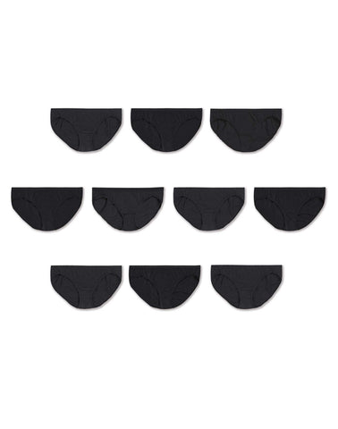 Hanes Women's Cotton Bikini Panties Multi-Packs, 10 Pack - Black, 9